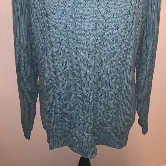 Baxter Wells Green Cable Knit Crewneck Sweater - Picture 3 of 7